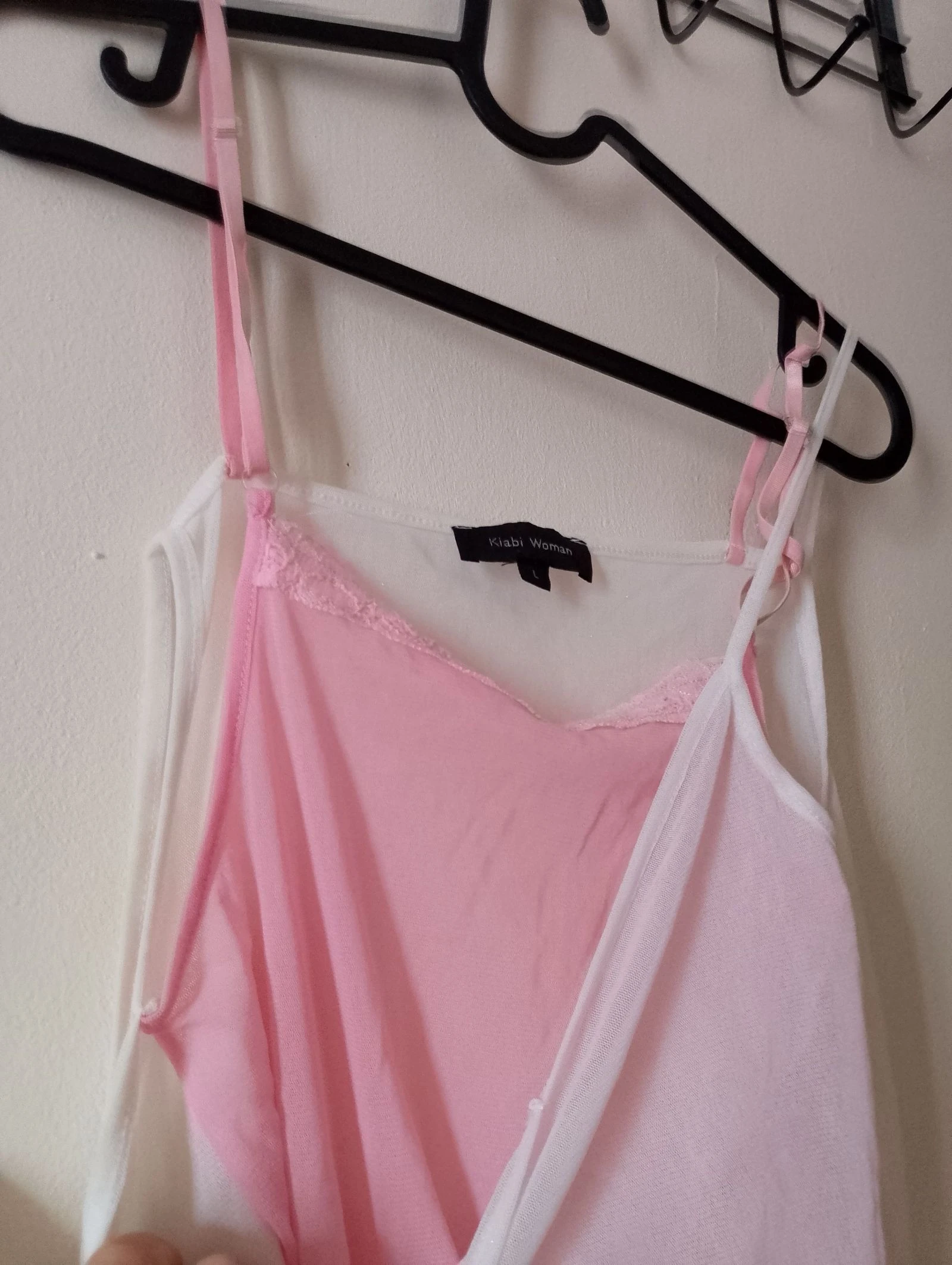 Nuisette branca com alças finas e renda Kiabi feminino tamanho G – photo 8